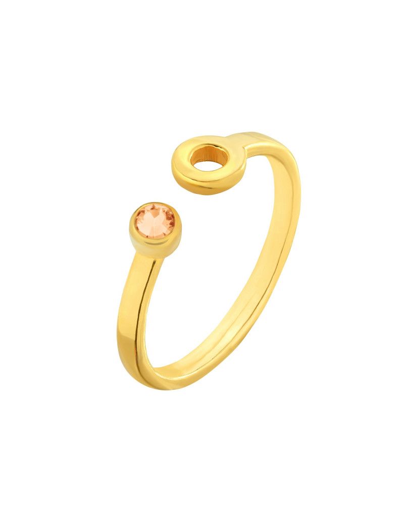 Złoty pierścionek z karmą i kryształkiem Light Peach SWAROVSKI® CRYSTAL