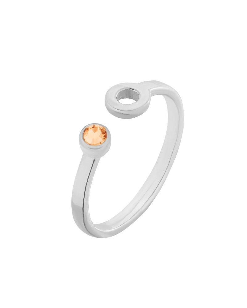 Srebrny pierścionek z karmą i kryształkiem Light Peach SWAROVSKI® CRYSTAL