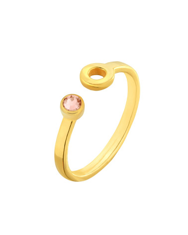 Złoty pierścionek z karmą i kryształkiem Vintage Rose SWAROVSKI® CRYSTAL