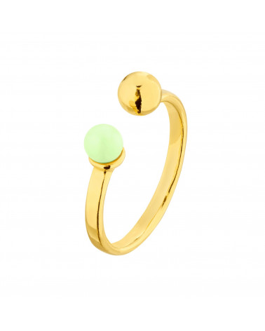 Złoty pierścionek z kuleczką i perłą Pastel Green SWAROVSKI® CRYSTAL
