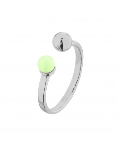 Srebrny pierścionek z kuleczką i perłą Pastel Green SWAROVSKI® CRYSTAL