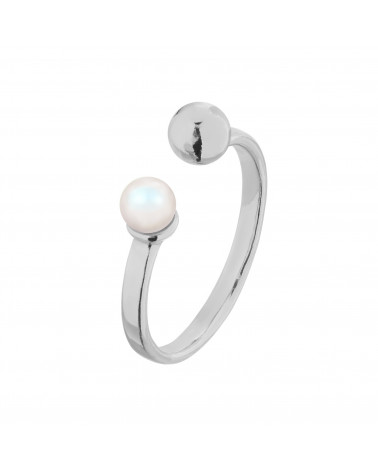 Srebrny pierścionek z kuleczką i perłą Pearlescent SWAROVSKI® CRYSTAL