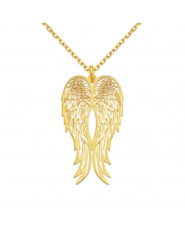 Długi złoty naszyjnik ze skrzydłami