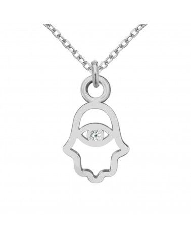 Srebrny naszyjnik z ręką Fatimy z kryształem SWAROVSKI® CRYSTAL