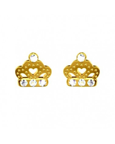 Złote kolczyki korony z kryształami Crystal SWAROVSKI® ELEMENTS