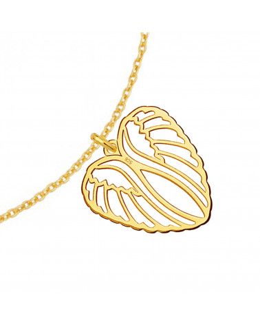 Złota bransoletka ze skrzydełkami w krztałcie serca