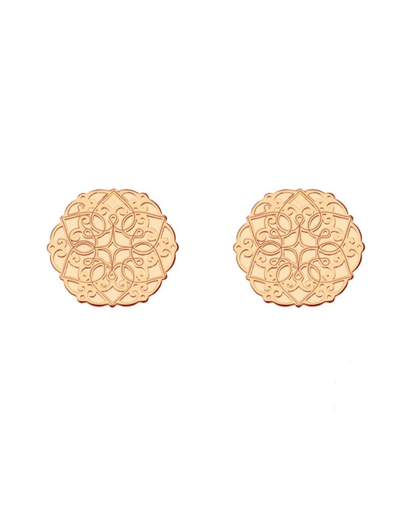 Kolczyki ażurowe rozetki z różowego złota