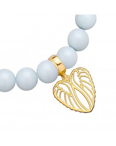 Jasnoniebieska bransoletka z pereł SWAROVSKI® CRYSTAL ze skrzydełkami w kształcie serca
