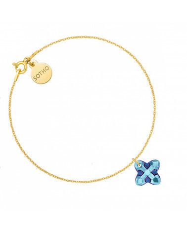 Złota bransoletka z kryształem SWAROVSKI® CRYSTAL w kolorze niebieskim