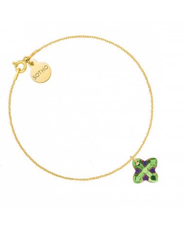 Złota bransoletka z kryształem SWAROVSKI® CRYSTAL w kolorze zielonym