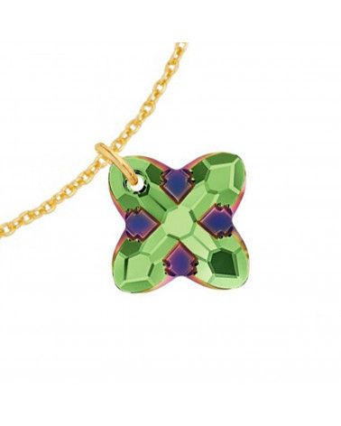 Złota bransoletka z kryształem SWAROVSKI® CRYSTAL w kolorze zielonym