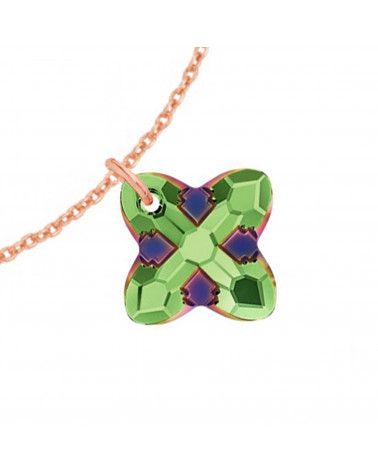 Bransoletka z różowego złota z kryształem SWAROVSKI® CRYSTAL w kolorze zielonym