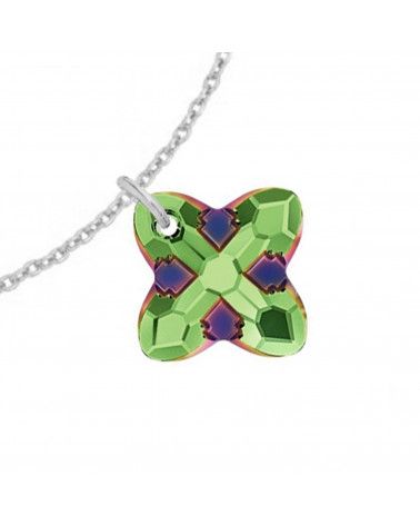 Srebrna bransoletka z kryształem SWAROVSKI® CRYSTAL w kolorze zielonym