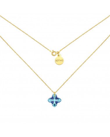 Złoty naszyjnik z kryształem SWAROVSKI® CRYSTAL w kolorze niebieskim