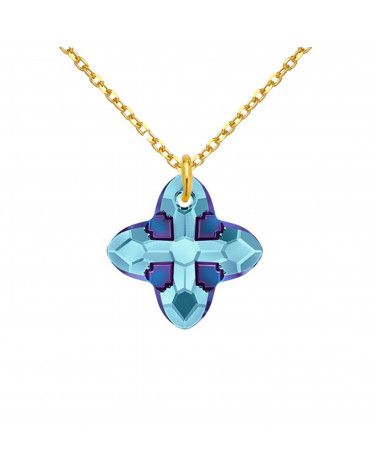 Złoty naszyjnik z kryształem SWAROVSKI® CRYSTAL w kolorze niebieskim