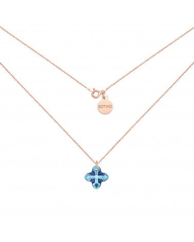 Naszyjnik z różowego złota z kryształem SWAROVSKI® CRYSTAL w kolorze niebieskim