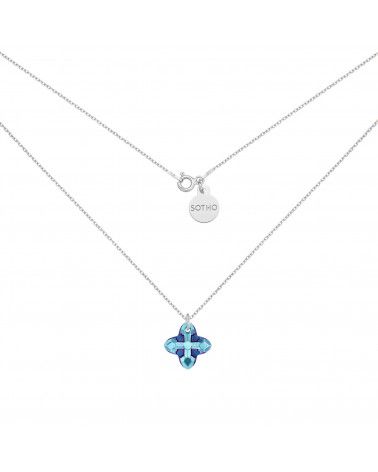 Srebrny naszyjnik z kryształem SWAROVSKI® CRYSTAL w kolorze niebieskim