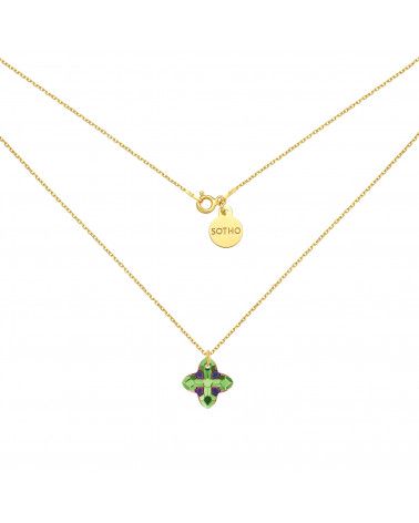 Złoty naszyjnik z kryształem SWAROVSKI® CRYSTAL w kolorze zielonym