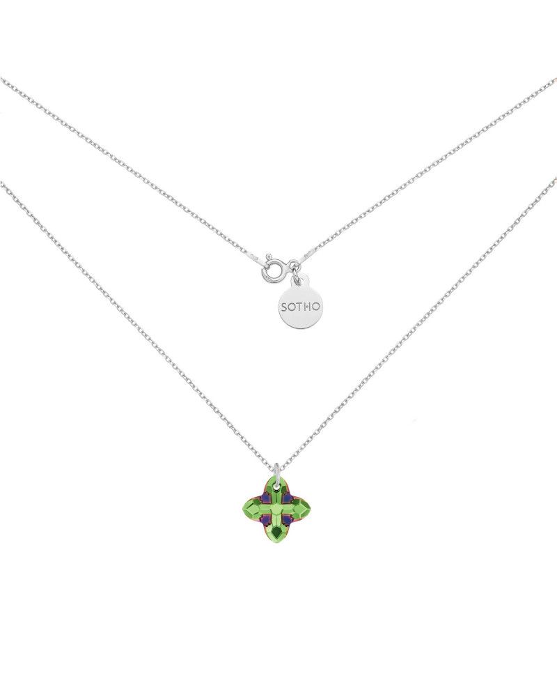 Srebrny naszyjnik z kryształem SWAROVSKI® CRYSTAL w kolorze zielonym