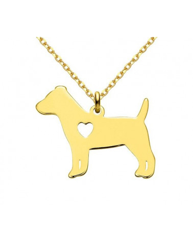 Złoty naszyjnik z psem rasy jack russell terrier