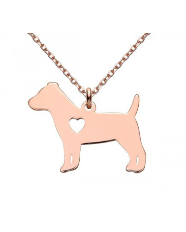 Naszyjnik z różowego złota z psem rasy jack russell terrier