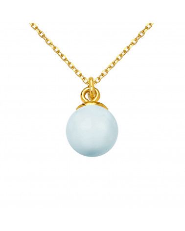 Złoty naszyjnik z niebieską pastelową perłą SWAROVSKI® CRYSTAL