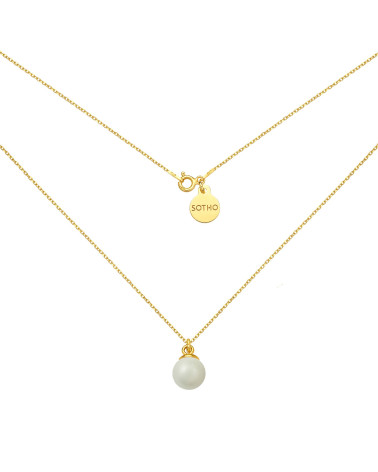 Złoty naszyjnik z szarą perłą SWAROVSKI® CRYSTAL