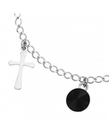 Srebrna bransoletka z krzyżykami z czarnymi kryształami SWAROVSKI® CRYSTAL