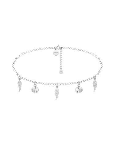 Srebrny choker z piórkami i bezbarwnymi kryształami SWAROVSKI® CRYSTAL