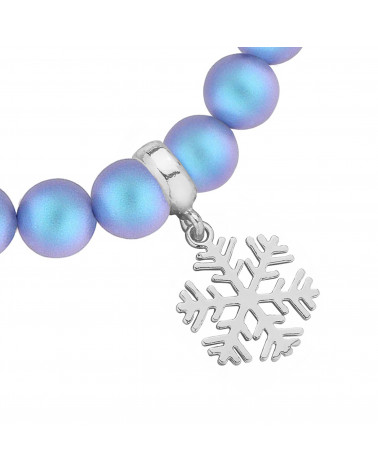 Niebieska bransoletka z pereł SWAROVSKI® CRYSTAL ze srebrną śnieżynką