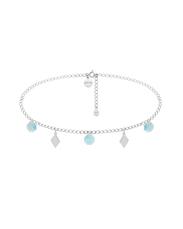 Srebrny choker z rombami i miętowymi kryształami SWAROVSKI® CRYSTAL