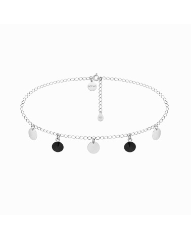 Srebrny choker z okrągłymi blaszkami i czarnymi kryształami SWAROVSKI® CRYSTAL