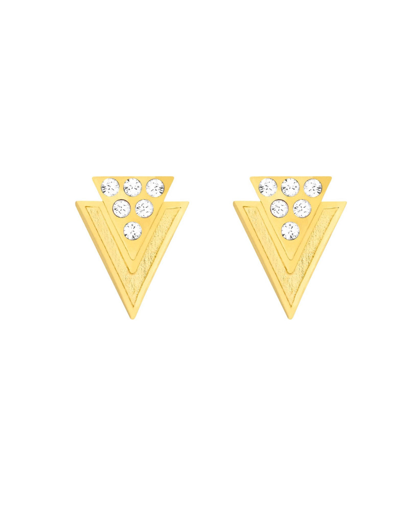 Złote kolczyki trójkąty z kryształkami SWAROVSKI® CRYSTAL