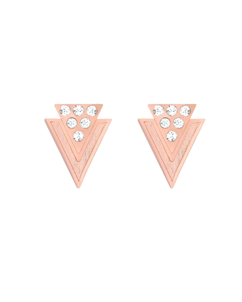 Kolczyki z różowego złota trójkąty z kryształkami SWAROVSKI® CRYSTAL